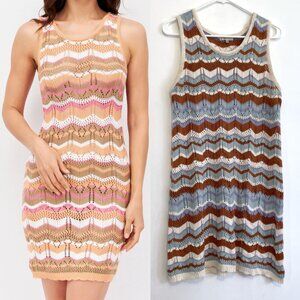 ULTRA FLIRT Chevron Striped Crochet Knit Dress / Swim Coverup JUNIORS Plus Size